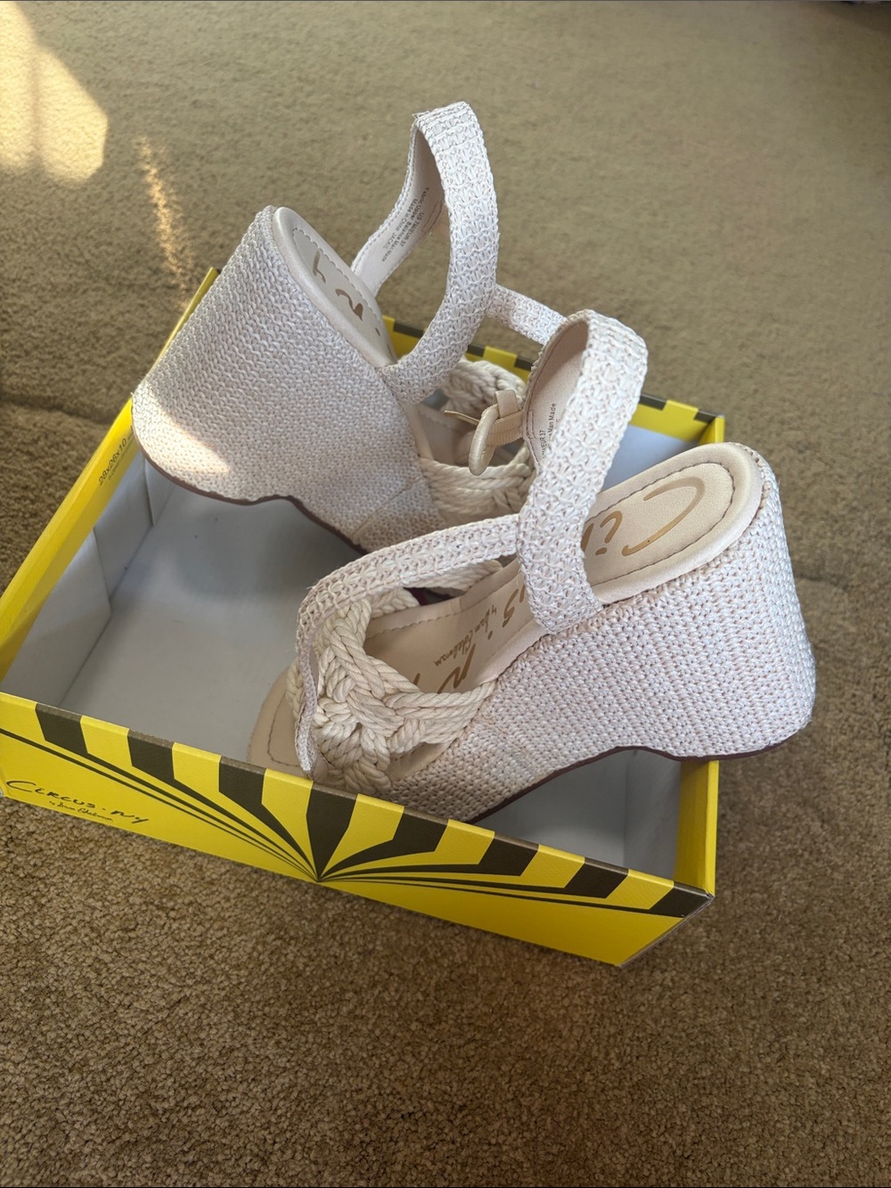 Circus by Sam Edelman Cream Woven Platform Wedge Sandals- worn once
